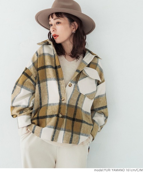 coca（coca）（コカ）の「ビンテージライクチェックジャケット（その他アウター・レディース・ブラウン/ブラック/グリーン/C/B/A・L/M）」の21枚目の写真