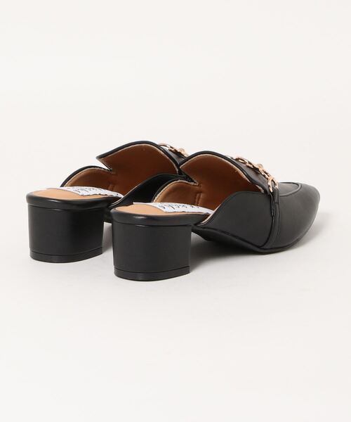 DULCIS REGALO（ドルキス レガロ）の「DulcisRegalo(ドルキスレガロ) ゴールドチェーン付きポインテッドトゥ ミュール（パンプス・レディース・ブラック/パイソン/ダークブラウン・M/L/LL/S）」の4枚目の写真