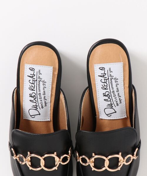 DULCIS REGALO（ドルキス レガロ）の「DulcisRegalo(ドルキスレガロ) ゴールドチェーン付きポインテッドトゥ ミュール（パンプス・レディース・ブラック/パイソン/ダークブラウン・M/L/LL/S）」の6枚目の写真