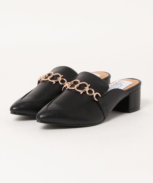 DULCIS REGALO（ドルキス レガロ）の「DulcisRegalo(ドルキスレガロ) ゴールドチェーン付きポインテッドトゥ ミュール（パンプス・レディース・ブラック/パイソン/ダークブラウン・M/L/LL/S）」の7枚目の写真