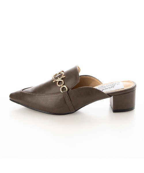 DULCIS REGALO（ドルキス レガロ）の「DulcisRegalo(ドルキスレガロ) ゴールドチェーン付きポインテッドトゥ ミュール（パンプス・レディース・ブラック/パイソン/ダークブラウン・M/L/LL/S）」の14枚目の写真