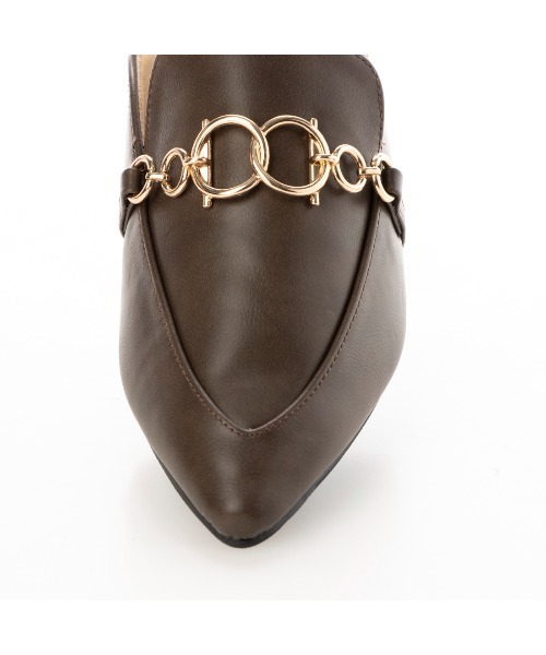 DULCIS REGALO（ドルキス レガロ）の「DulcisRegalo(ドルキスレガロ) ゴールドチェーン付きポインテッドトゥ ミュール（パンプス・レディース・ブラック/パイソン/ダークブラウン・M/L/LL/S）」の17枚目の写真