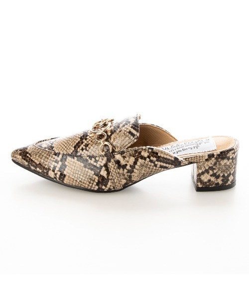 DULCIS REGALO（ドルキス レガロ）の「DulcisRegalo(ドルキスレガロ) ゴールドチェーン付きポインテッドトゥ ミュール（パンプス・レディース・ブラック/パイソン/ダークブラウン・M/L/LL/S）」の15枚目の写真