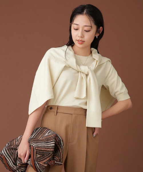 NANO universe（ナノユニバース）の「WEB限定/ゴールドボタンニットアンサンブル 長袖（アンサンブル・レディース・ネイビー/ブルーグリーン/アイボリー・FREE）」の2枚目の写真