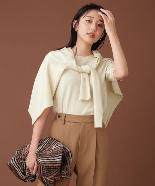 NANO universe（ナノユニバース）の「WEB限定/ゴールドボタンニットアンサンブル 長袖（アンサンブル・レディース・ネイビー/ブルーグリーン/アイボリー・FREE）」の4枚目の写真