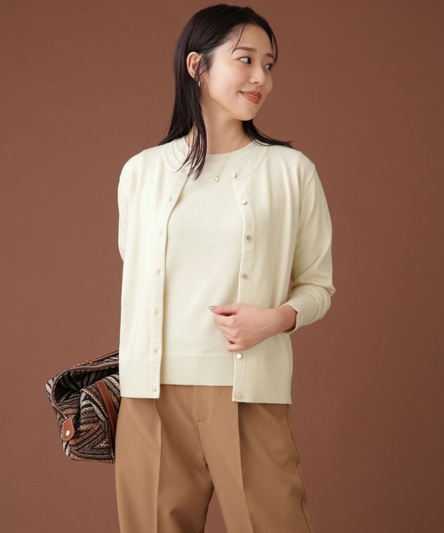 NANO universe（ナノユニバース）の「WEB限定/ゴールドボタンニットアンサンブル 長袖（アンサンブル・レディース・ネイビー/ブルーグリーン/アイボリー・FREE）」の5枚目の写真