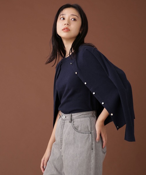 NANO universe（ナノユニバース）の「WEB限定/ゴールドボタンニットアンサンブル 長袖（アンサンブル・レディース・ネイビー/ブルーグリーン/アイボリー・FREE）」の10枚目の写真