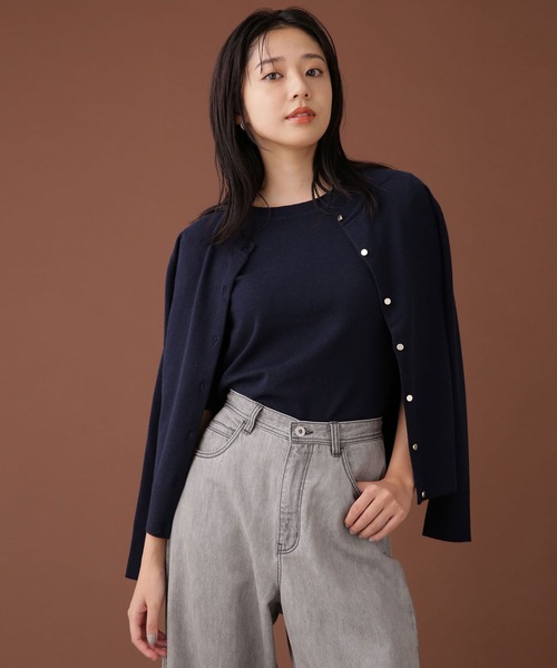 NANO universe（ナノユニバース）の「WEB限定/ゴールドボタンニットアンサンブル 長袖（アンサンブル・レディース・ネイビー/ブルーグリーン/アイボリー・FREE）」の11枚目の写真