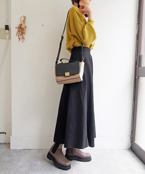 byあしながおじさん（バイアシナガオジサン）の「厚底サイドゴアミディブーツ　-8980635（ブーツ・レディース・グレイッシュベージュ/ブラウン/ブラック・24.5cm/24.0cm/23.5cm/23.0cm/22.5cm）」の5枚目の写真