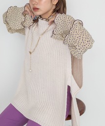 w closet | プリントプリーツシフォンハイネックプルオーバー(Tシャツ/カットソー)