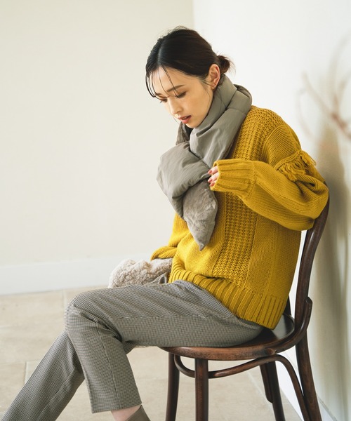 ikka（イッカ）の「ダブルフェイス中綿マフラー（マフラー・レディース・ホワイト/ブラック/グリーン・FREE）」の16枚目の写真