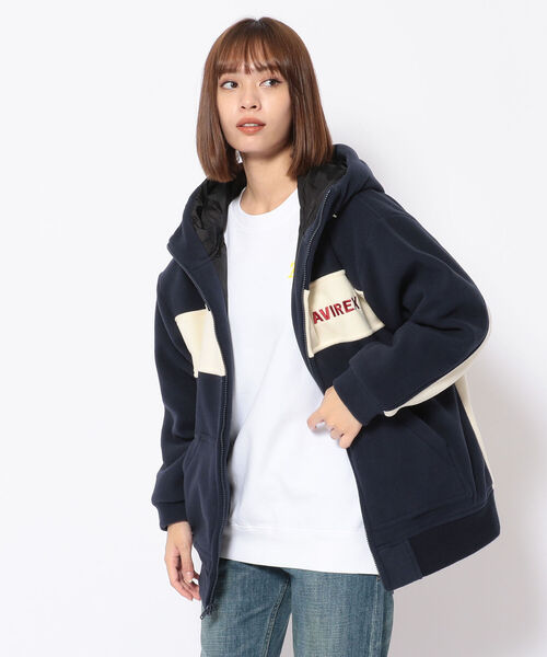AVIREX(アヴィレックス)の「2TONE BIG FLEECE PARKA/ 2トーン ビッグフリースパーカー(ブルゾン・レディース・ネイビー/アイボリー/カモフラージュ・FREE)」の5枚目の写真