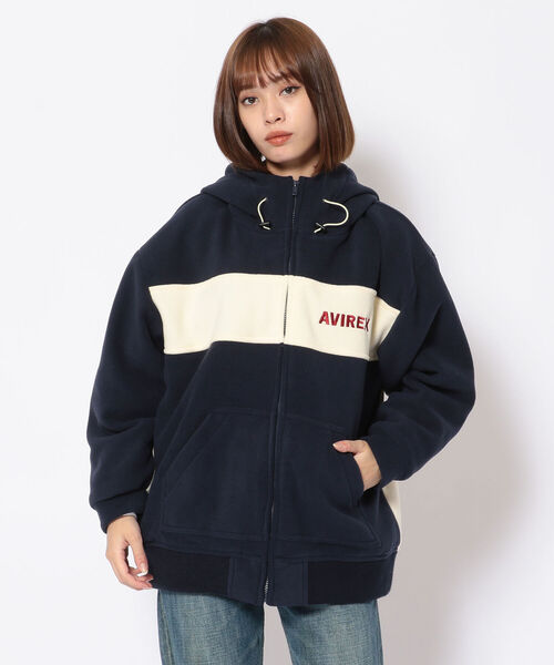 AVIREX(アヴィレックス)の「2TONE BIG FLEECE PARKA/ 2トーン ビッグフリースパーカー(ブルゾン・レディース・ネイビー/アイボリー/カモフラージュ・FREE)」の7枚目の写真