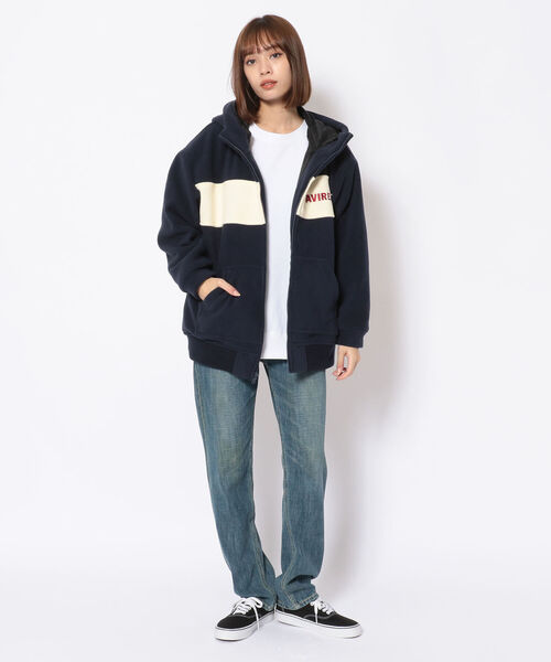 AVIREX(アヴィレックス)の「2TONE BIG FLEECE PARKA/ 2トーン ビッグフリースパーカー(ブルゾン・レディース・ネイビー/アイボリー/カモフラージュ・FREE)」の21枚目の写真