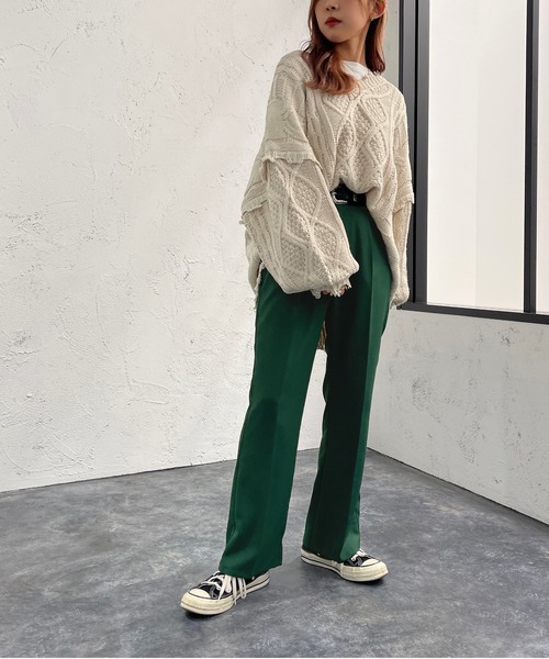 apres jour mignon(アプレジュールミニョン)の「ダメージケーブルニット【ZOZOTOWN限定アイテム】(ニット/セーター・レディース・ブラック/ダークグリーン/アイボリー/マスタード/オレンジ/ブルー・X-LARGE/フリー)」の19枚目の写真