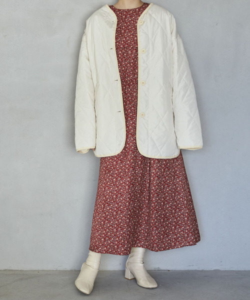 HEYUMM（ヘユム）の「ノーカラーキルティングショートジャケット（その他アウター・レディース・ネイビー/オリーブ/アイボリー・ONE）」の18枚目の写真