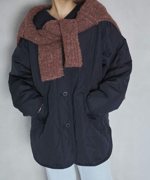 HEYUMM（ヘユム）の「ノーカラーキルティングショートジャケット（その他アウター・レディース・ネイビー/オリーブ/アイボリー・ONE）」の16枚目の写真