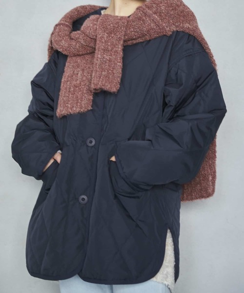 HEYUMM（ヘユム）の「ノーカラーキルティングショートジャケット（その他アウター・レディース・ネイビー/オリーブ/アイボリー・ONE）」の21枚目の写真