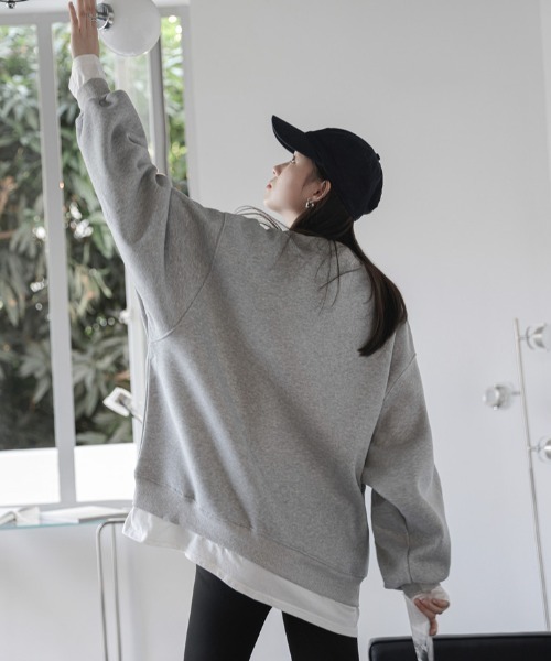Diosfront(ディオスフロント)の「ワンポイント刺繍裏起毛トレーナー(スウェット・レディース・グレー/イエロー/モカ・FREE)」の19枚目の写真