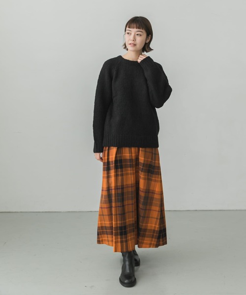 かぐれ（カグレ）の「アルパカウールラグランニット（ニット/セーター・レディース・グレー/ブラック・FREE）」の6枚目の写真