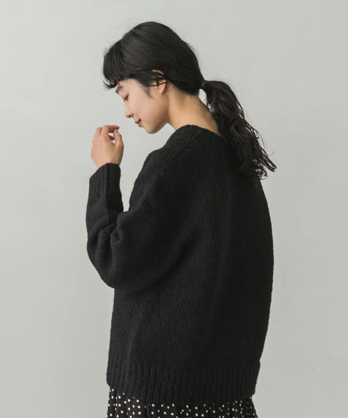 かぐれ（カグレ）の「アルパカウールラグランニット（ニット/セーター・レディース・グレー/ブラック・FREE）」の13枚目の写真