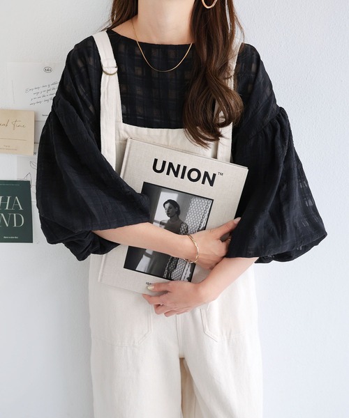 andme(アンドミー)の「コットンツイルベイカーワイドサロペット(サロペット/オーバーオール・レディース・ブラック/ブラウン/オフホワイト/グリーン/キナリ・S/M)」の3枚目の写真