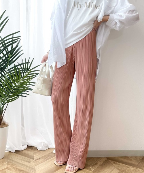 classicalelf(クラシカルエルフ)の「【低身長・高身長対応】自分好みの丈感に!セルフカットフレアプリーツカラーイージーパンツ(その他パンツ・レディース・ブラック/ベージュ/グリーン系その他/ピンク/チャコールグレー/キャメル・MEDIUM/X-LARGE)」の6枚目の写真