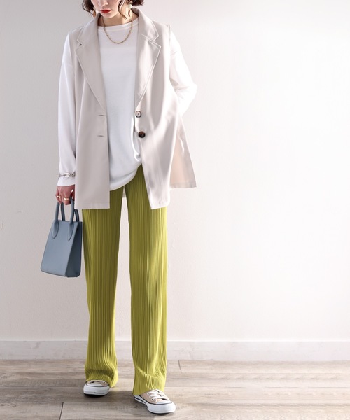 classicalelf(クラシカルエルフ)の「【低身長・高身長対応】自分好みの丈感に!セルフカットフレアプリーツカラーイージーパンツ(その他パンツ・レディース・ブラック/ベージュ/グリーン系その他/ピンク/チャコールグレー/キャメル・MEDIUM/X-LARGE)」の7枚目の写真