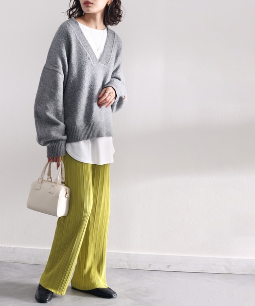 classicalelf(クラシカルエルフ)の「【低身長・高身長対応】自分好みの丈感に!セルフカットフレアプリーツカラーイージーパンツ(その他パンツ・レディース・ブラック/ベージュ/グリーン系その他/ピンク/チャコールグレー/キャメル・MEDIUM/X-LARGE)」の14枚目の写真