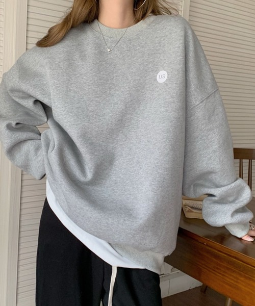 meJane（ミージェーン）の「usサークルロゴスウェットトレーナー（スウェット・レディース・グレー/ネイビー・FREE）」の3枚目の写真