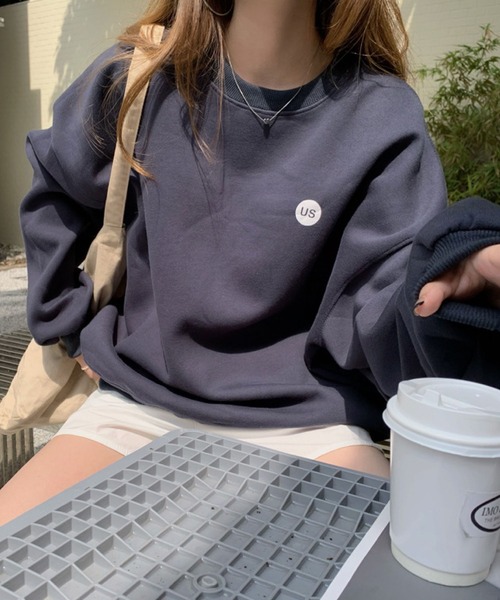 meJane（ミージェーン）の「usサークルロゴスウェットトレーナー（スウェット・レディース・グレー/ネイビー・FREE）」の8枚目の写真