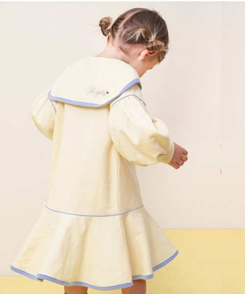 JELISPOON(ジェリスプーン)の「キッズ ぽわん袖のセーラーカラーフレアワンピース(ワンピース・キッズ・パープル/クリーム・110cm/120cm/130cm/140cm/150cm)」の16枚目の写真