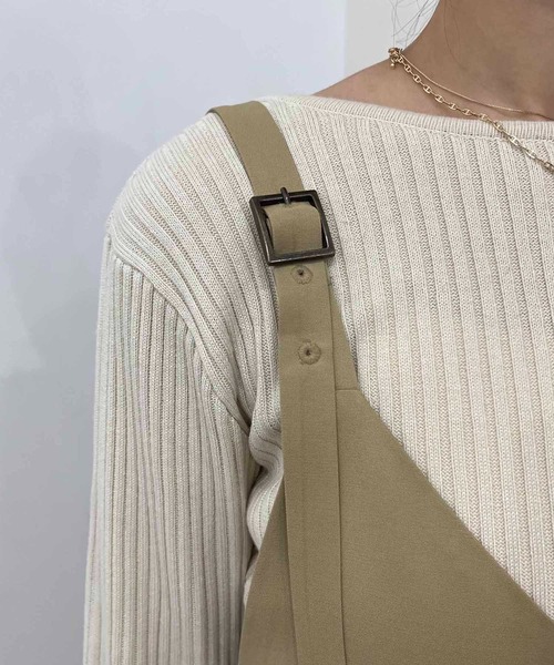 CAPRICIEUX LE'MAGE(カプリシューレマージュ)の「アシメワイドサロペット(サロペット/オーバーオール・レディース・ベージュ/ブラック・FREE)」の8枚目の写真