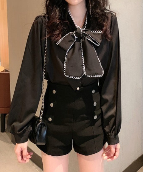 everycoco(エブリーココ)の「ピコレースボウタイクラシカルブラウス◇(シャツ/ブラウス・レディース・ブラック/ホワイト・FREE)」の12枚目の写真