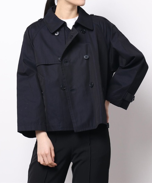 GRANDMA MAMA DAUGHTER(グランマママドーター)の「【 GRANDMA MAMA DAUGHTER / グランマ ママ ドーター 】 ショートコート GJ2032371 KTI(ステンカラーコート・レディース・ネイビー・000/1)」の9枚目の写真