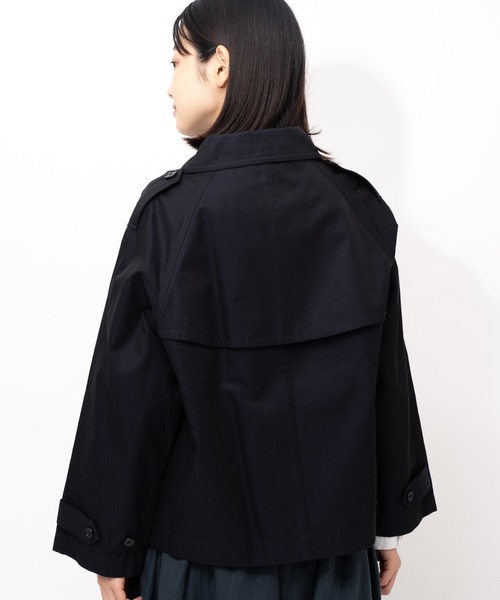 GRANDMA MAMA DAUGHTER(グランマママドーター)の「【 GRANDMA MAMA DAUGHTER / グランマ ママ ドーター 】 ショートコート GJ2032371 KTI(ステンカラーコート・レディース・ネイビー・000/1)」の6枚目の写真