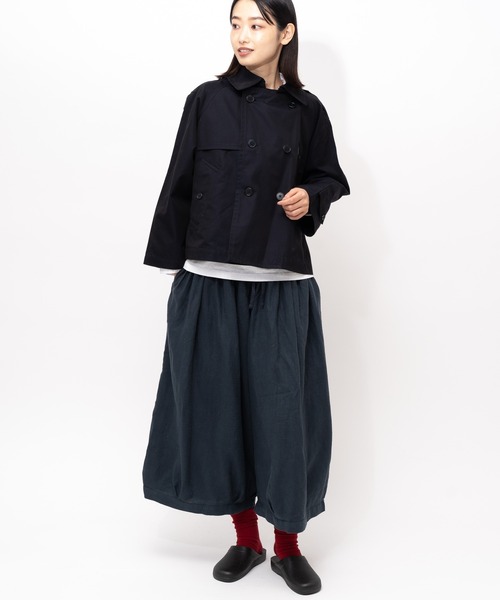 GRANDMA MAMA DAUGHTER(グランマママドーター)の「【 GRANDMA MAMA DAUGHTER / グランマ ママ ドーター 】 ショートコート GJ2032371 KTI(ステンカラーコート・レディース・ネイビー・000/1)」の7枚目の写真