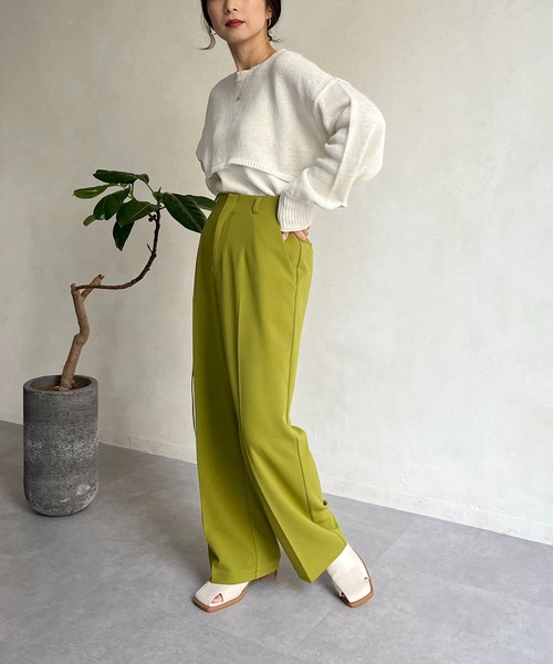 CAPRICIEUX LE'MAGE（カプリシューレマージュ）の「ストレッチジョーゼットパンツ（スラックス・レディース・ブラック/グリーン/ピンク・36/38）」の14枚目の写真