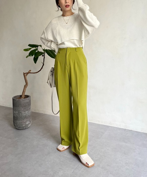 CAPRICIEUX LE'MAGE（カプリシューレマージュ）の「ストレッチジョーゼットパンツ（スラックス・レディース・ブラック/グリーン/ピンク・36/38）」の10枚目の写真