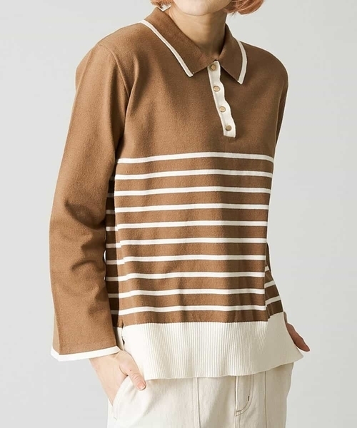 A de a.v.v（アードアー・ヴェ・ヴェ）の「配色ラガーボーダーニット（ニット/セーター・レディース・ホワイト/ブラック/アイボリー・FREE）」の2枚目の写真