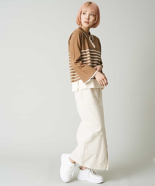 A de a.v.v（アードアー・ヴェ・ヴェ）の「配色ラガーボーダーニット（ニット/セーター・レディース・ホワイト/ブラック/アイボリー・FREE）」の7枚目の写真