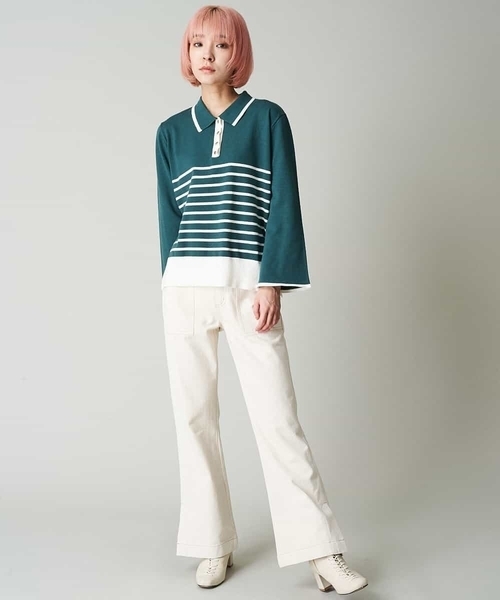 A de a.v.v（アードアー・ヴェ・ヴェ）の「配色ラガーボーダーニット（ニット/セーター・レディース・ホワイト/ブラック/アイボリー・FREE）」の11枚目の写真