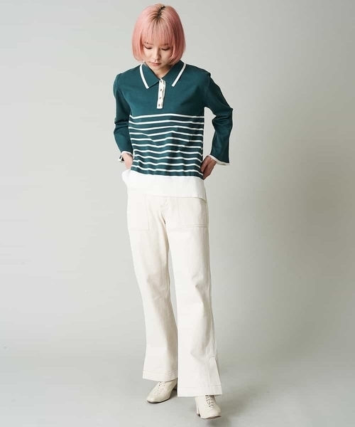 A de a.v.v（アードアー・ヴェ・ヴェ）の「配色ラガーボーダーニット（ニット/セーター・レディース・ホワイト/ブラック/アイボリー・FREE）」の10枚目の写真