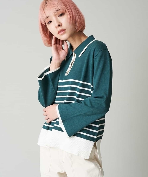 A de a.v.v（アードアー・ヴェ・ヴェ）の「配色ラガーボーダーニット（ニット/セーター・レディース・ホワイト/ブラック/アイボリー・FREE）」の15枚目の写真