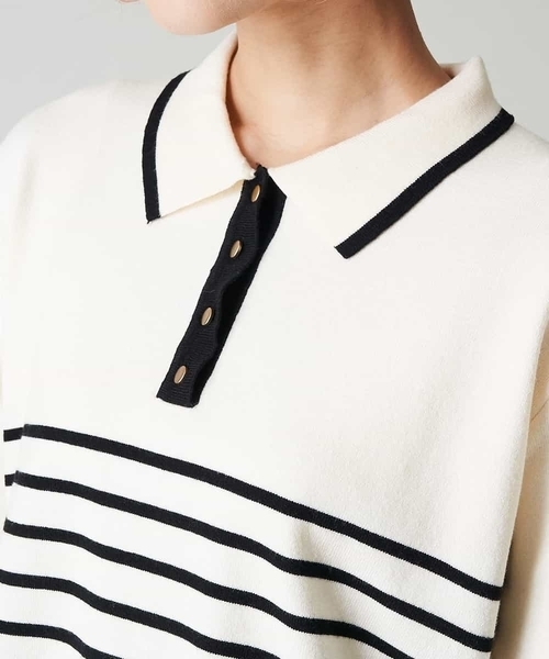 A de a.v.v（アードアー・ヴェ・ヴェ）の「配色ラガーボーダーニット（ニット/セーター・レディース・ホワイト/ブラック/アイボリー・FREE）」の18枚目の写真