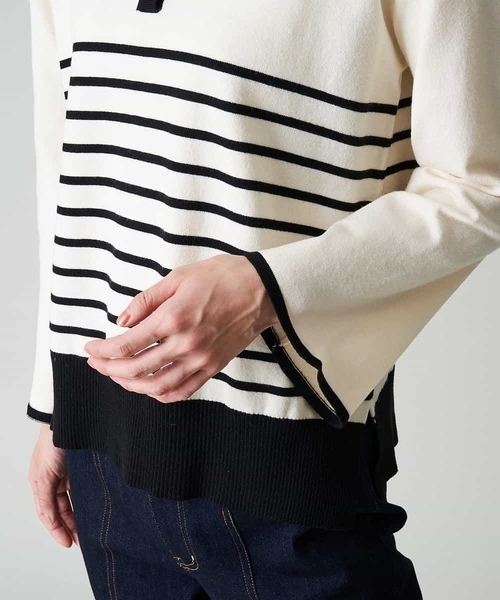 A de a.v.v（アードアー・ヴェ・ヴェ）の「配色ラガーボーダーニット（ニット/セーター・レディース・ホワイト/ブラック/アイボリー・FREE）」の19枚目の写真