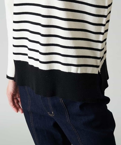 A de a.v.v（アードアー・ヴェ・ヴェ）の「配色ラガーボーダーニット（ニット/セーター・レディース・ホワイト/ブラック/アイボリー・FREE）」の20枚目の写真