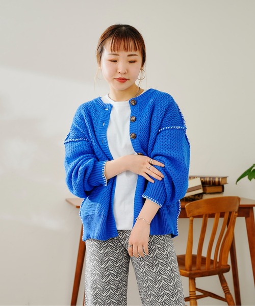CPCM(シーピーシーエム)の「前後2WAYステッチニット(カーディガン/ボレロ・レディース・アイボリー/グリーン/ブルー/ピンク・FREE)」の15枚目の写真