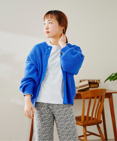 CPCM(シーピーシーエム)の「前後2WAYステッチニット(カーディガン/ボレロ・レディース・アイボリー/グリーン/ブルー/ピンク・FREE)」の10枚目の写真