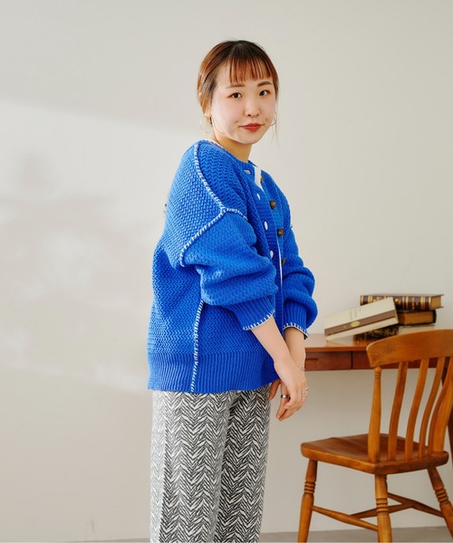 CPCM(シーピーシーエム)の「前後2WAYステッチニット(カーディガン/ボレロ・レディース・アイボリー/グリーン/ブルー/ピンク・FREE)」の16枚目の写真